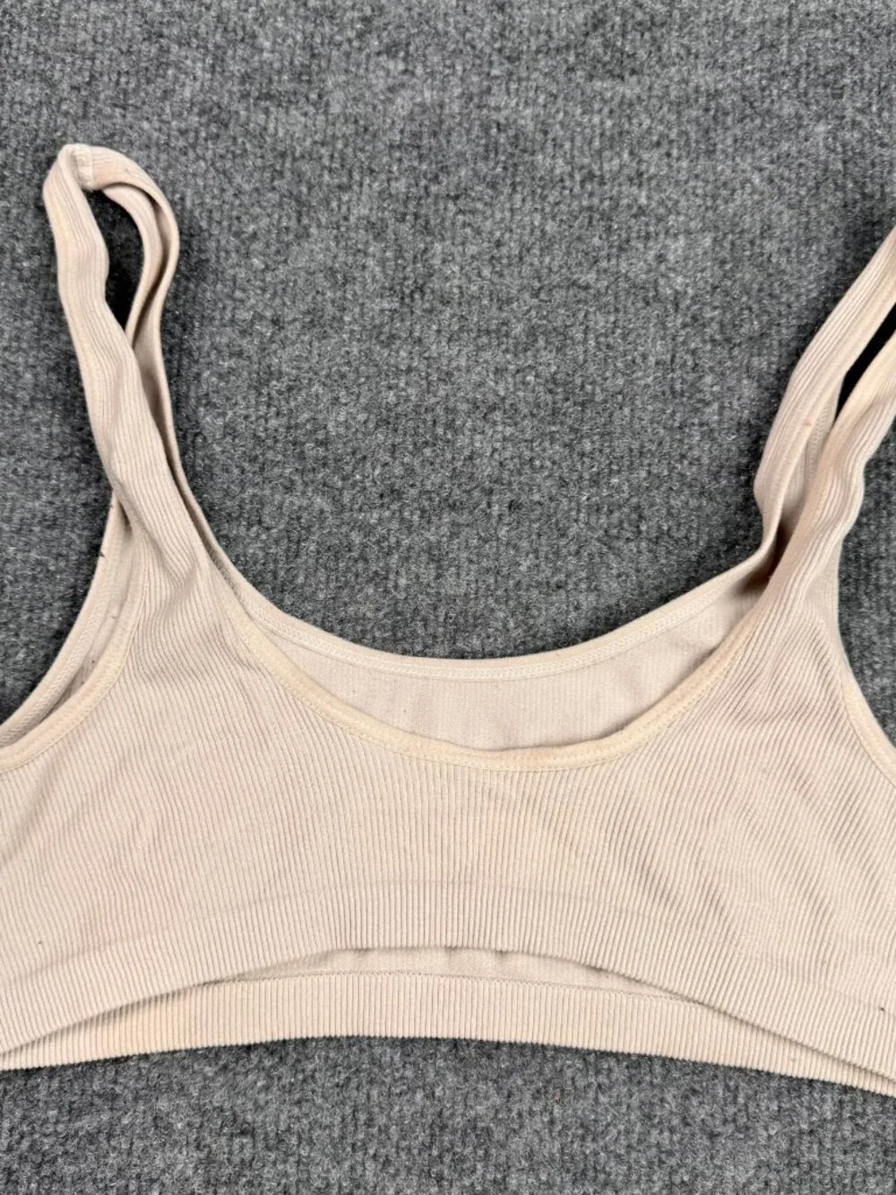 Colsie Ribbed Seamless Crop Tank Top Beige Women's Size Medium M
